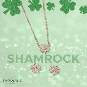 Park Lane Shamrock Mini Pave CZ Clover Necklace and Earrings Set BNWT
